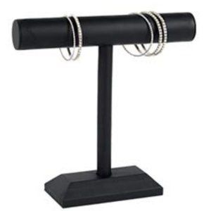 Medium Black Faux Leather T-Bar Bracelet Watch Jewelry Display